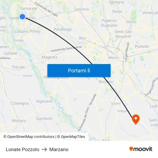 Lonate Pozzolo to Marzano map
