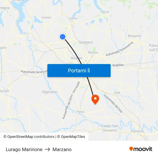 Lurago Marinone to Marzano map