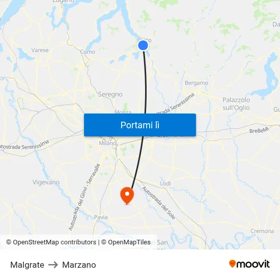 Malgrate to Marzano map
