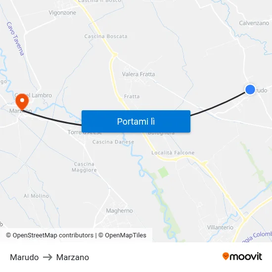 Marudo to Marzano map