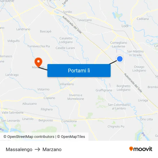 Massalengo to Marzano map