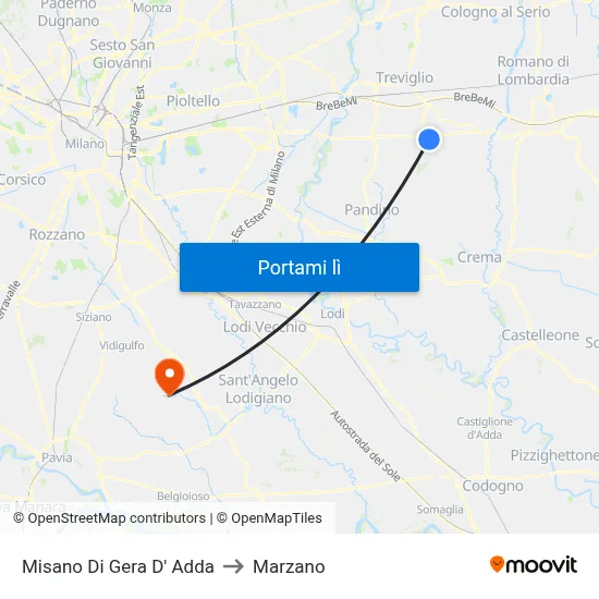 Misano Di Gera D' Adda to Marzano map