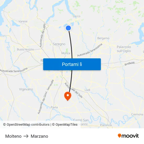 Molteno to Marzano map