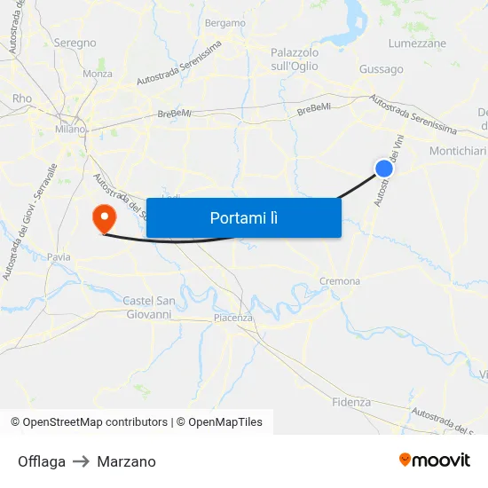 Offlaga to Marzano map