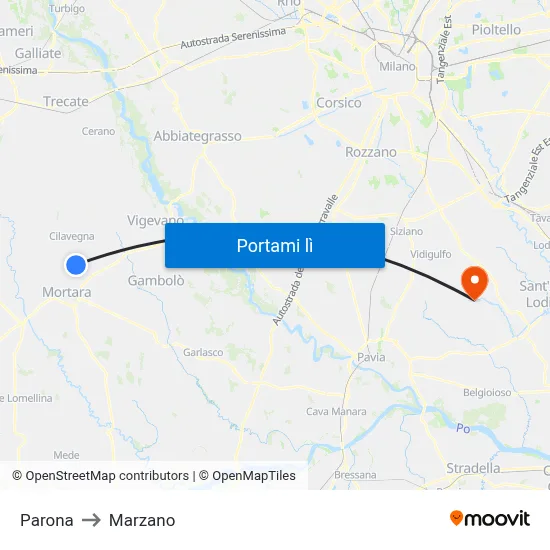 Parona to Marzano map