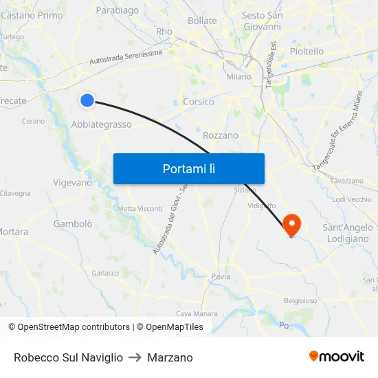 Robecco Sul Naviglio to Marzano map