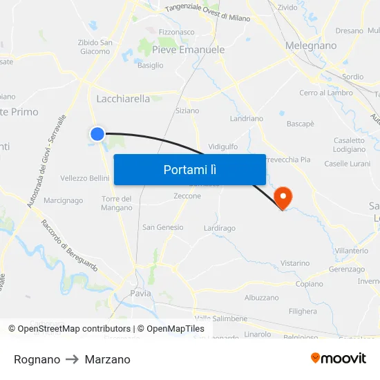 Rognano to Marzano map