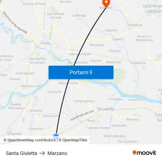 Santa Giuletta to Marzano map