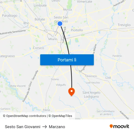 Sesto San Giovanni to Marzano map