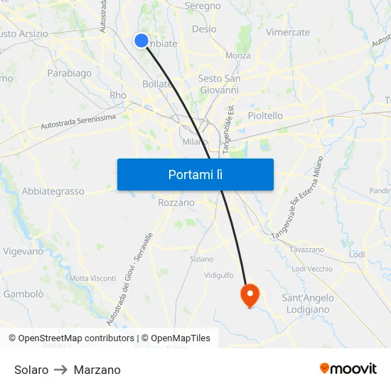 Solaro to Marzano map