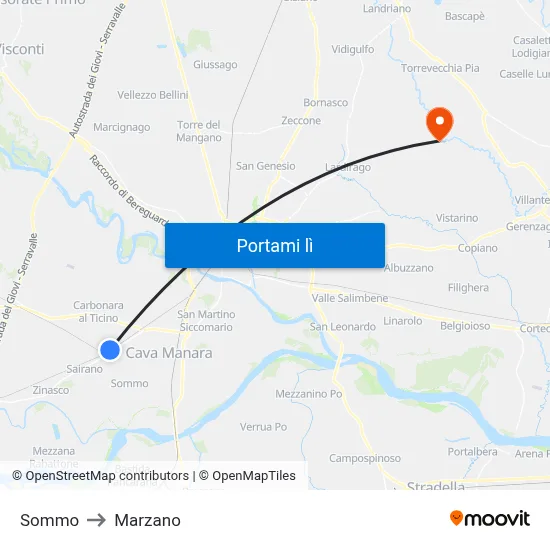 Sommo to Marzano map