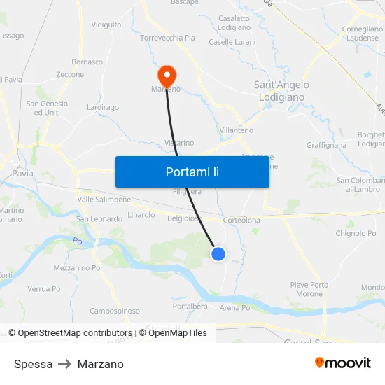 Spessa to Marzano map