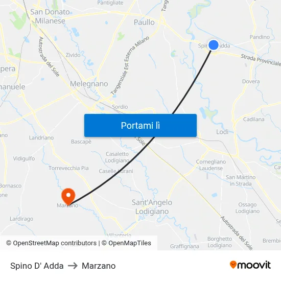 Spino D' Adda to Marzano map