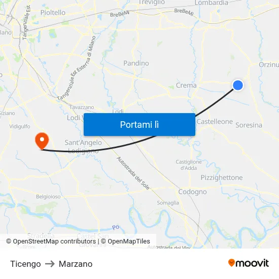 Ticengo to Marzano map