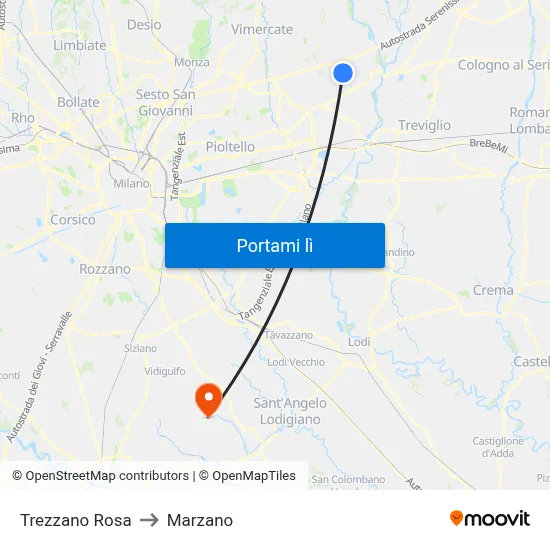 Trezzano Rosa to Marzano map