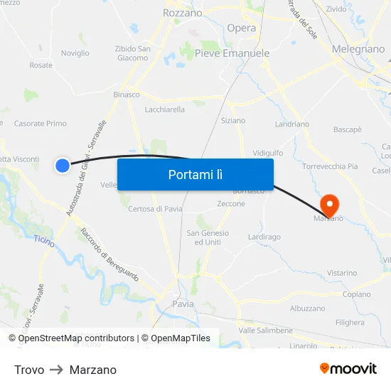 Trovo to Marzano map