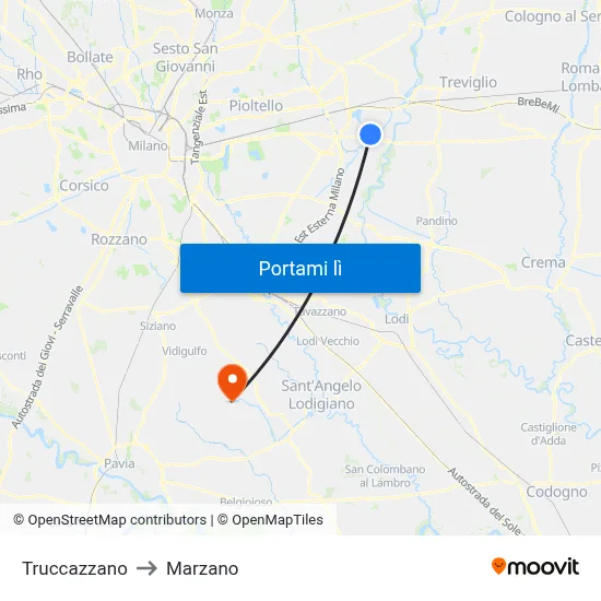 Truccazzano to Marzano map