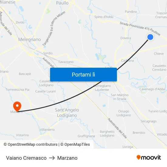 Vaiano Cremasco to Marzano map