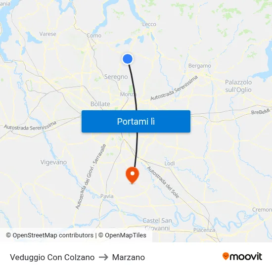 Veduggio Con Colzano to Marzano map