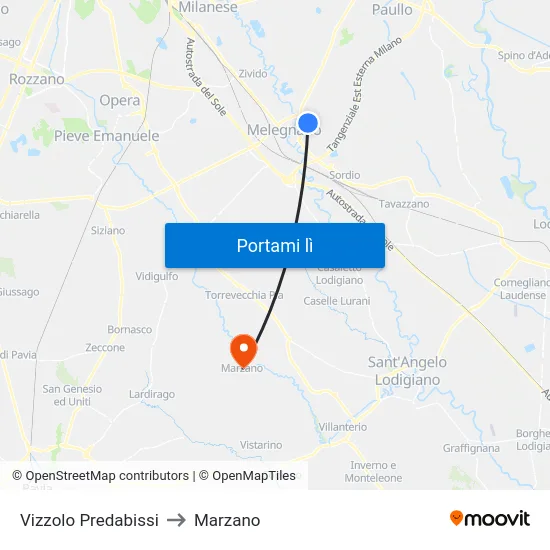 Vizzolo Predabissi to Marzano map