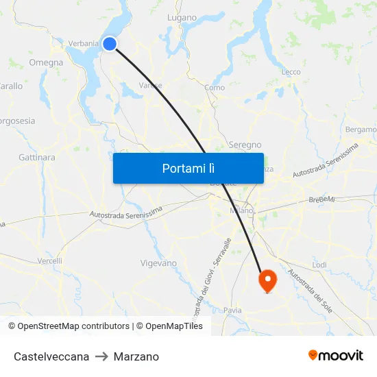 Castelveccana to Marzano map