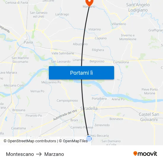 Montescano to Marzano map