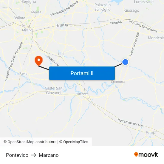 Pontevico to Marzano map