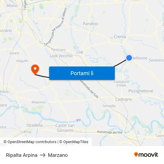 Ripalta Arpina to Marzano map