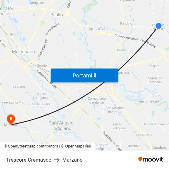 Trescore Cremasco to Marzano map