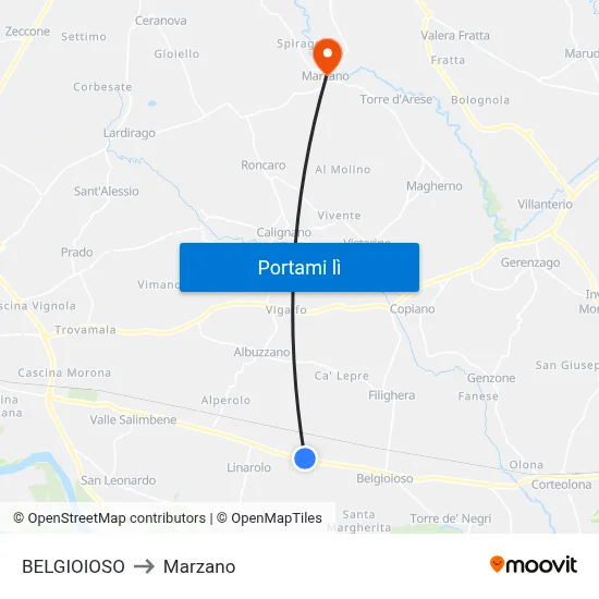 BELGIOIOSO to Marzano map
