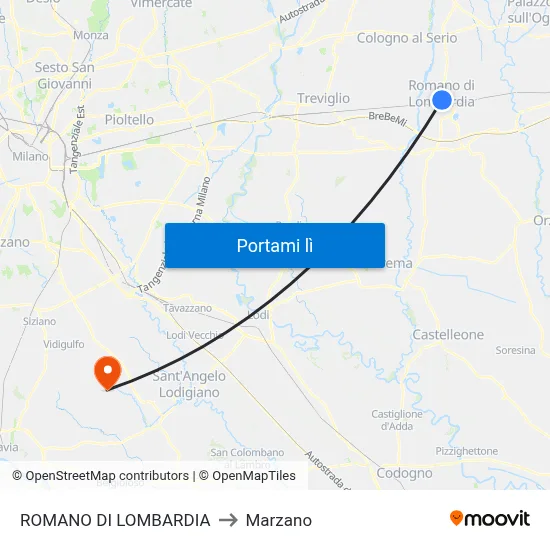 ROMANO DI LOMBARDIA to Marzano map
