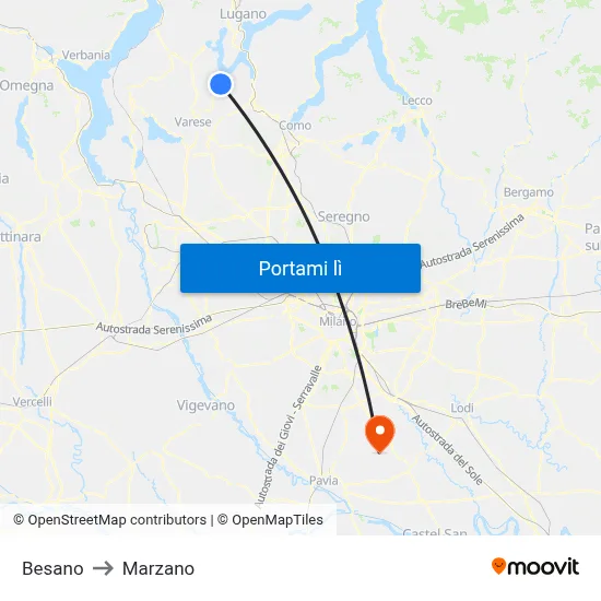 Besano to Marzano map