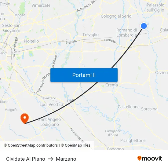 Cividate Al Piano to Marzano map