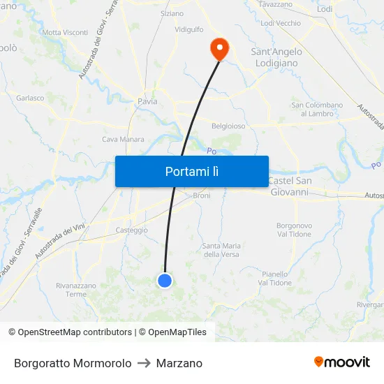 Borgoratto Mormorolo to Marzano map