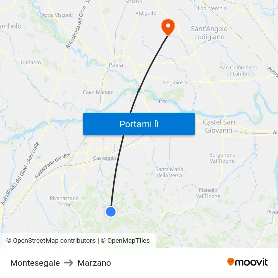 Montesegale to Marzano map