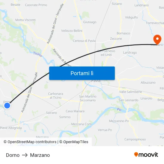 Dorno to Marzano map