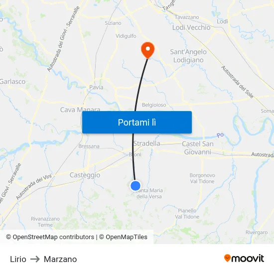 Lirio to Marzano map