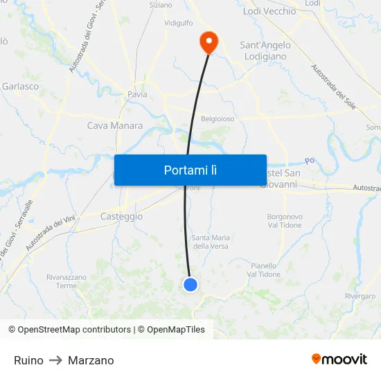 Ruino to Marzano map