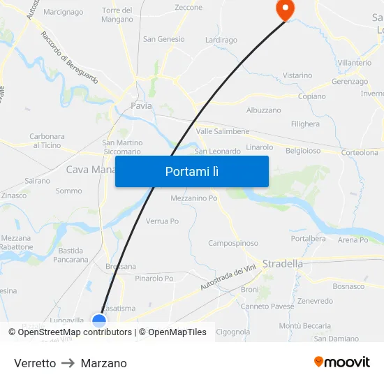 Verretto to Marzano map