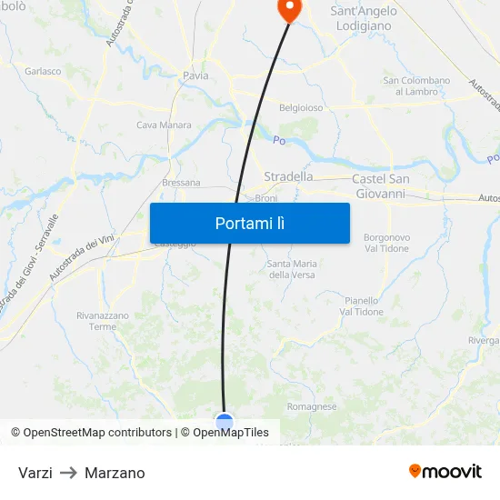 Varzi to Marzano map