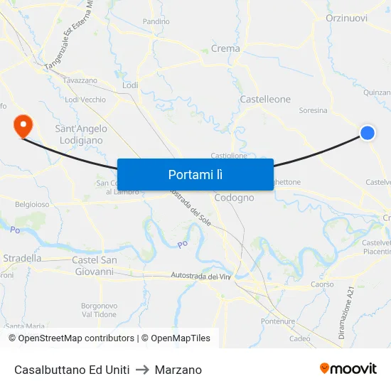 Casalbuttano Ed Uniti to Marzano map