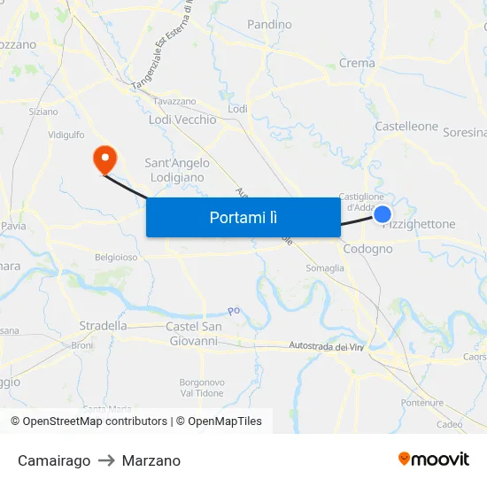 Camairago to Marzano map