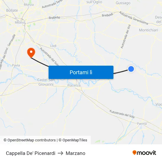 Cappella De' Picenardi to Marzano map