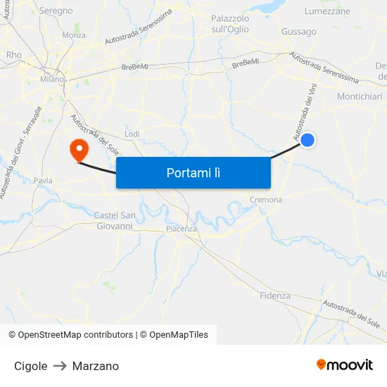 Cigole to Marzano map
