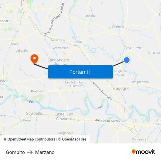 Gombito to Marzano map