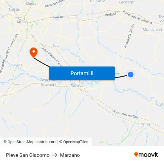 Pieve San Giacomo to Marzano map