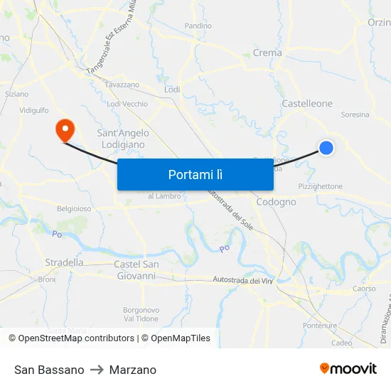 San Bassano to Marzano map