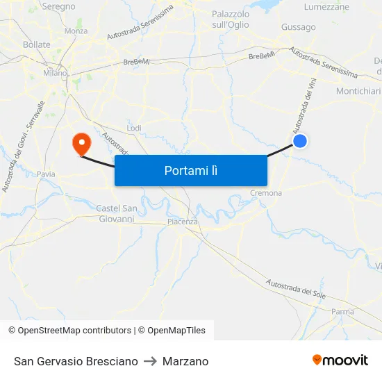 San Gervasio Bresciano to Marzano map