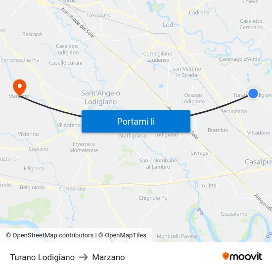 Turano Lodigiano to Marzano map