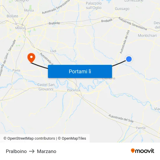 Pralboino to Marzano map